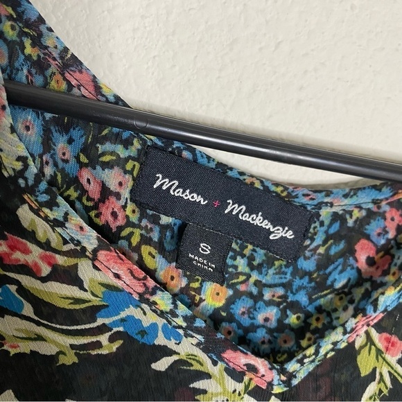 Mason + Mackenzie floral boho chiffon tunic blouse shirt size small - Picture 4 of 4